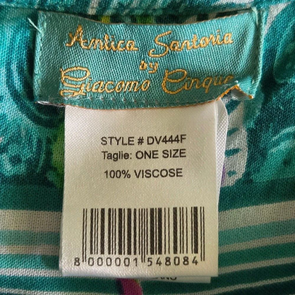 Antica Sartoria Giacomo Cinque Teal Pink Floral Sequin Fringe Mini Dress OS - Picture 10 of 11